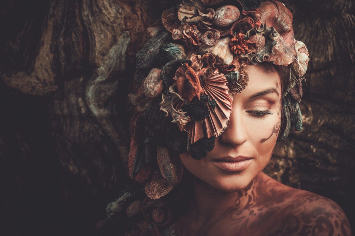 Nymph woman in a magical forest