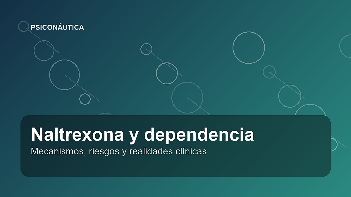 Ilustración editorial abstracta sobre naltrexona y tratamiento de la dependencia