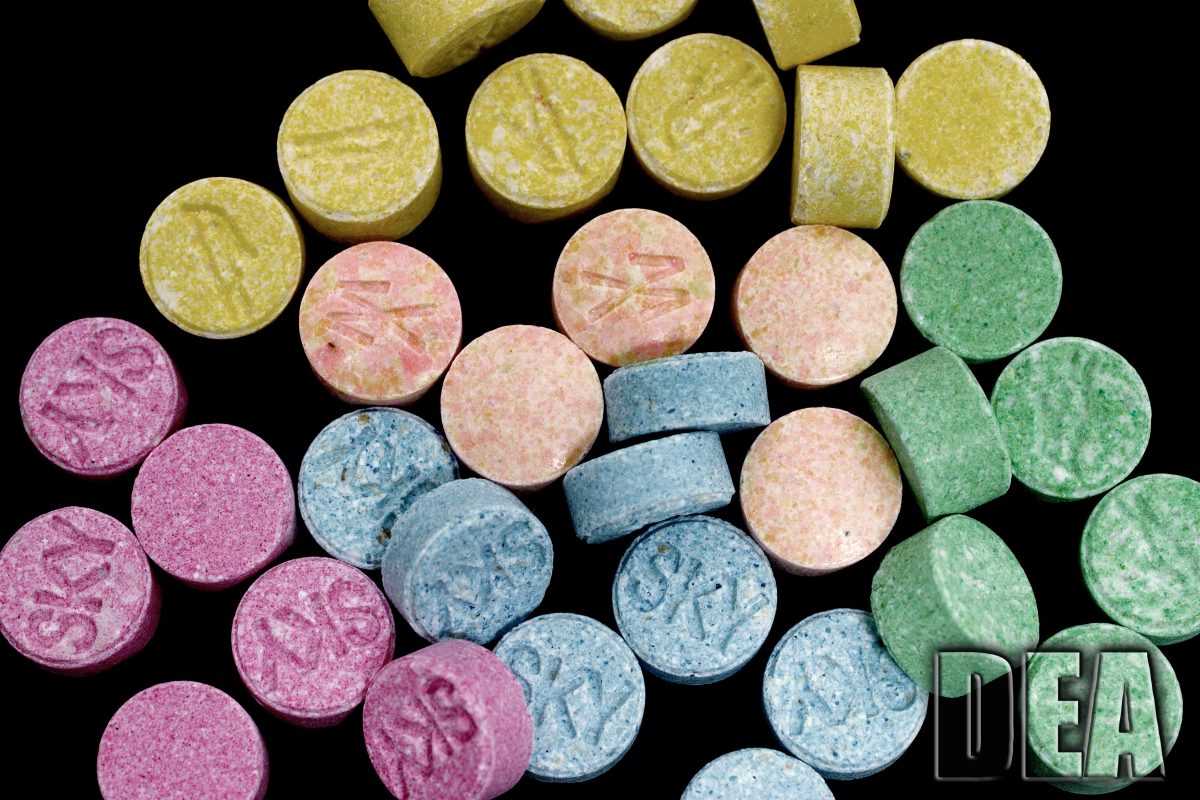 Ecstasy tablets photographed by the DEA